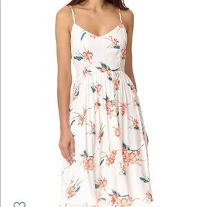 BB Dakota White Floral Spaghetti-Strap Midi Dress